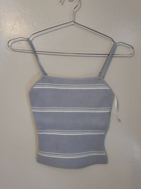 Aritzia Babaton Sculpt Knit Tank Top Blue & White Striped - 2XS